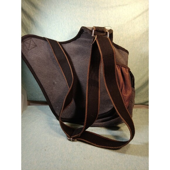 RuYiHuang Men's Style Messenger Shoulder Bag - Ash Black Canvas w/ Brown Leather - Picture 3 of 6